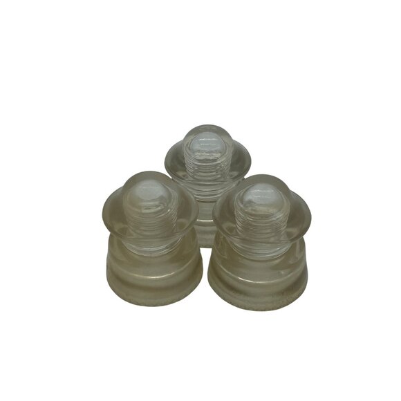 Vintage Hemingray Glass Insulators Set Of 3 Clear Pressed Glass Made In USA - Picture 1 of 13